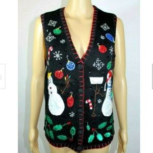 Nut Cracker M Christmas Sequin Beaded Snowman Vest
